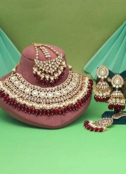 Maroon Color Kundan Bridal Wear 454 Imitation jewellery in Kolkata