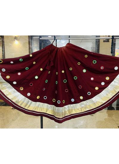 Maroon Roman Silk Mirror Work Navratri Best lehengha choli market in Gujarat