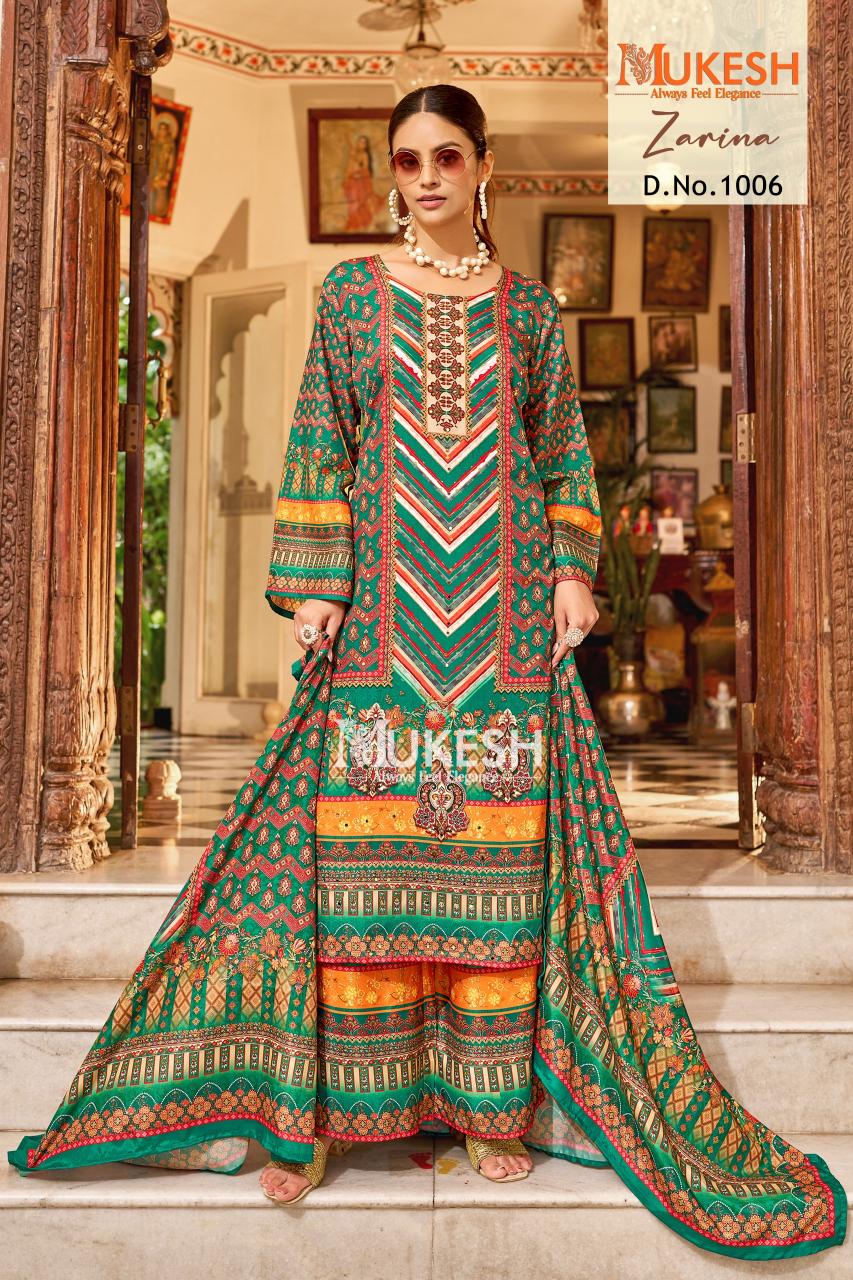 mukesh zarina crape silk digital print 3 pcs kurti manufacture