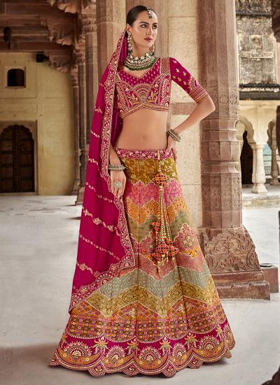 Multi Color Banarasi Silk Sequin Work Wedding Wear 054 Wholesale embroidery Lehenga choli