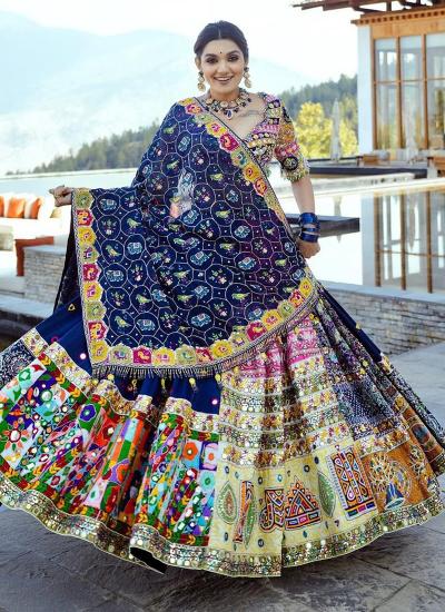 Multi Color Butter Silk Digital Print Work Navratri Wear 188 Traditional Lehengha choli exporters from India
