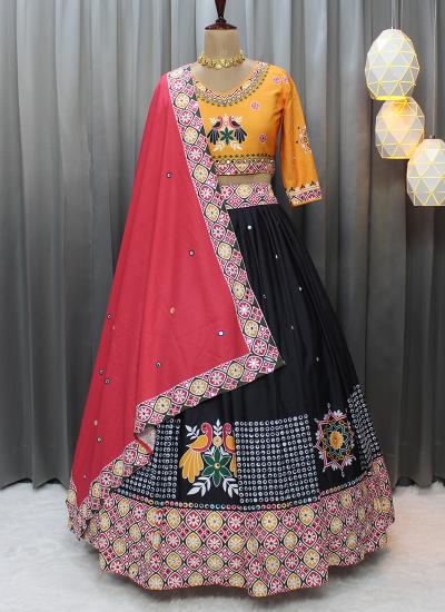 Multi Color Butter Silk Digital Print Work Navratri Wear 805 Lehenga choli wholesale market in India