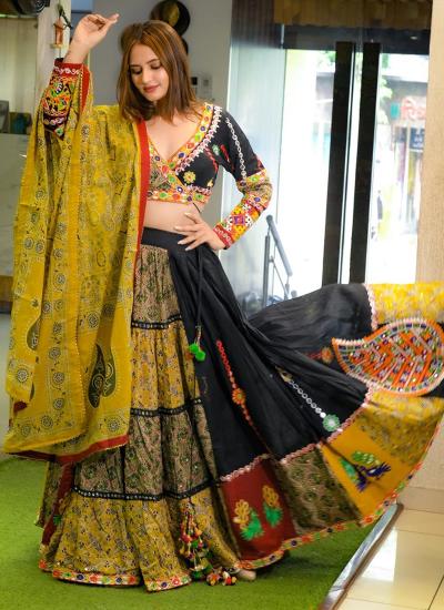 Multi Color Butter Silk Digital Print Work Navratri Wear 843 Surat lehengha choli manufacturers