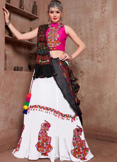 Multi Color Cotton Blend Embroidery Work Navratri Wear 058 Lehenga choli combo packs in Delhi
