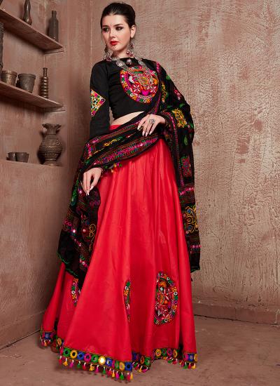 Multi Color Cotton Blend Embroidery Work Navratri Wear 849 Online lehenga choli wholesaler in Delhi