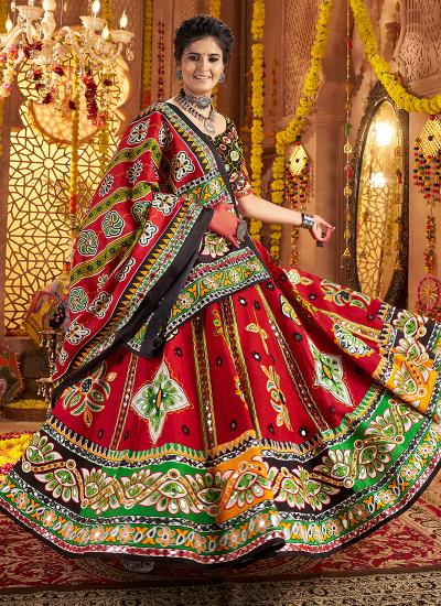 Multi Color Organic Cotton Printed Work Navratri Wear 798 Traditional lehenga choli manufacturers