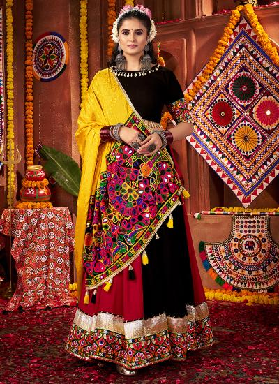 Multi Color Viscose Cotton Mirror Work Navratri Wear 355 Indian lehengha choli wholesalers