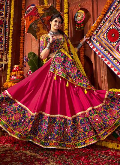 Multi Color Viscose Cotton Thread Embroidery Work 709 Latest lehenga choli designs wholesale