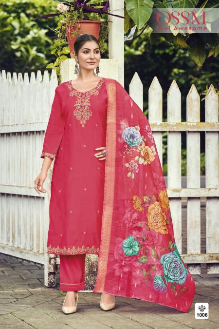 Ossm  meher viscos roman silk 3 pcs surat kurti manufacturer
