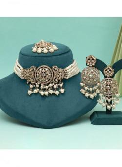 Party Wear Gold Color Choker Kundan Wholesale Wholesale imitation jwellery suppliers in surat