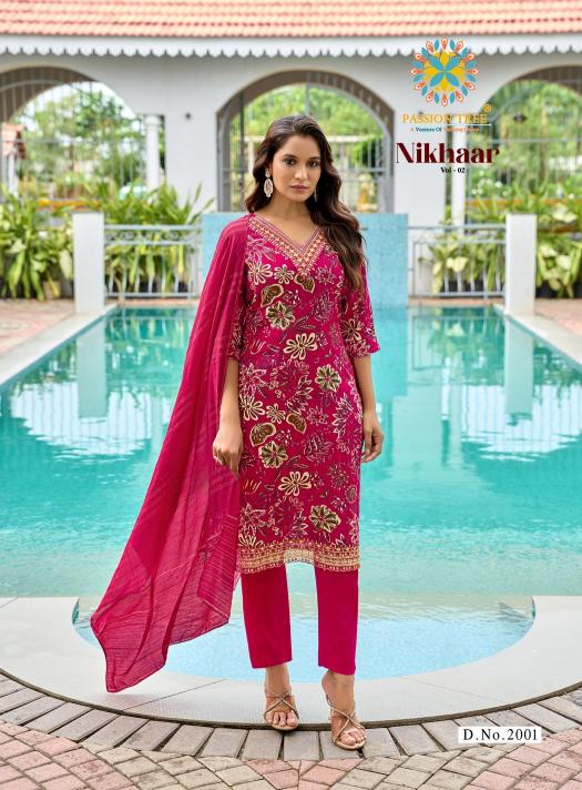 Passion tree nikhaar vol 2 rayon procian print 3 pcs kurti wholesale ladies wear