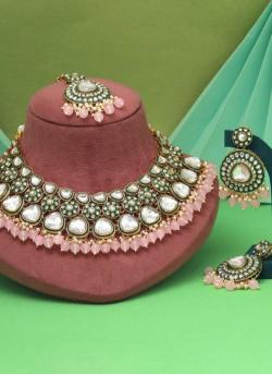 Pink Color Kundan Bridal Wear 191Kolkata imitation jewelry market