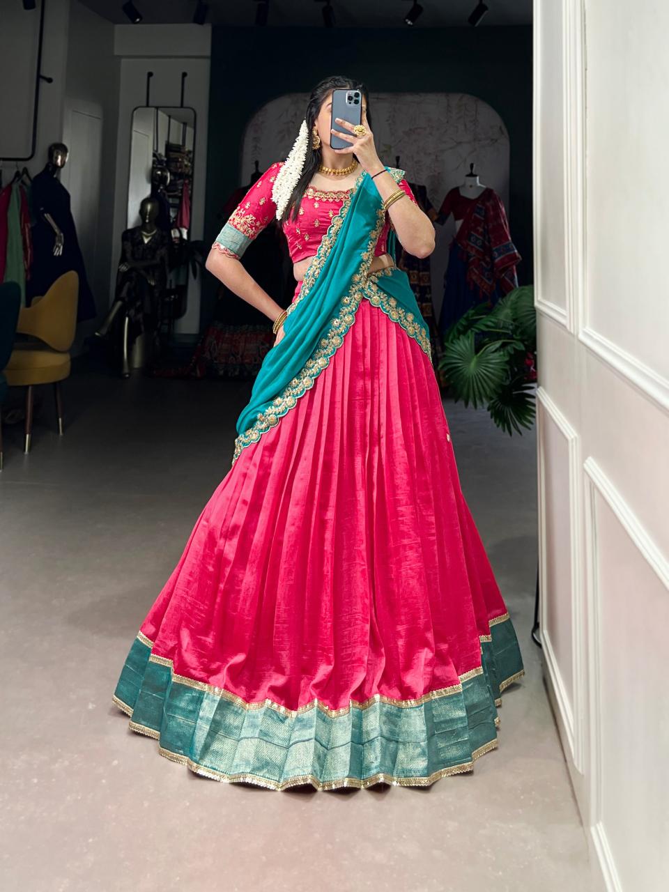 PRANAVI Vichitra Silk PNK Lehenga choli wholesale market