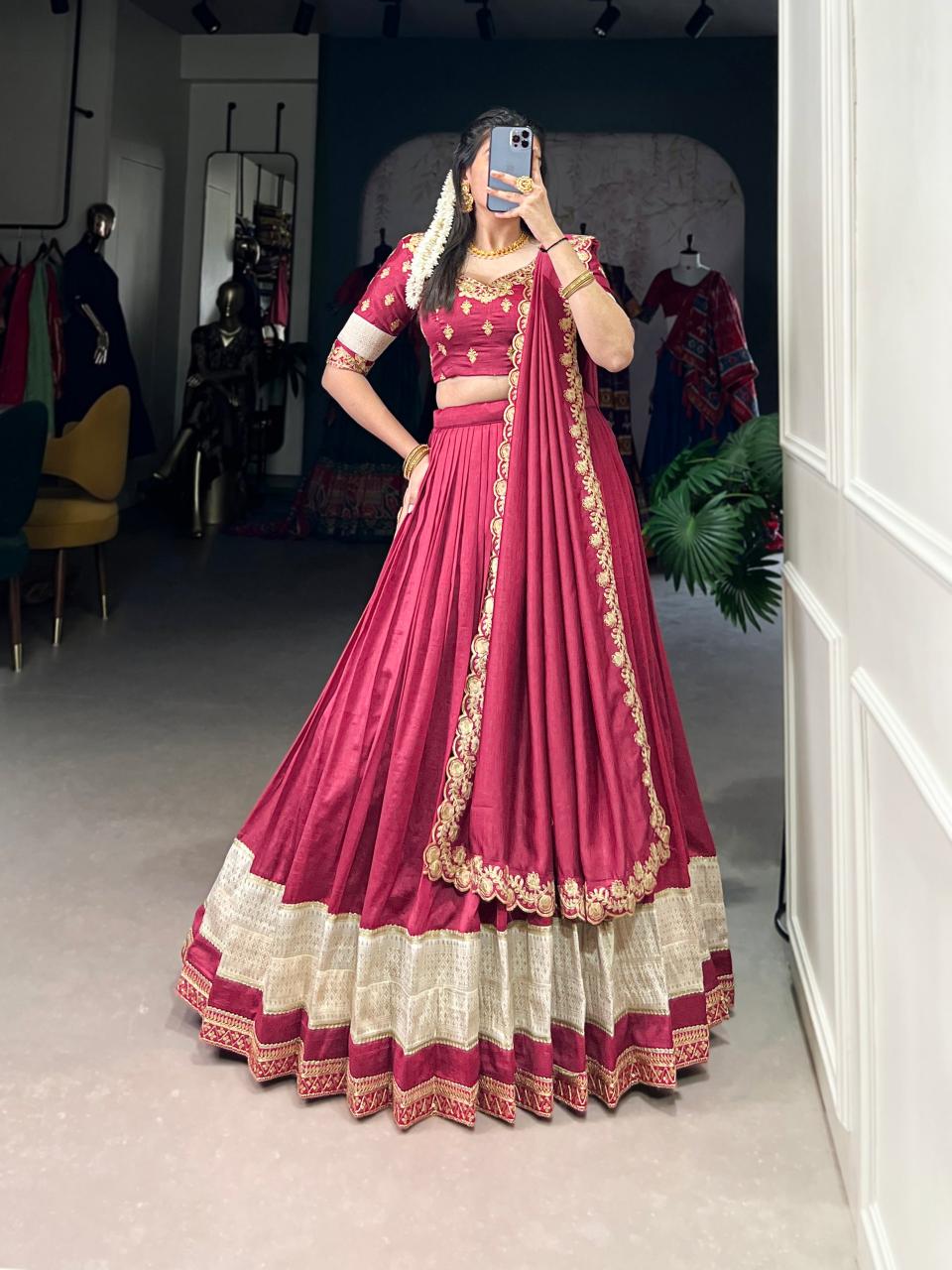 PRANAVI Vichitra Silk SLM Designer bridal lehenga choli