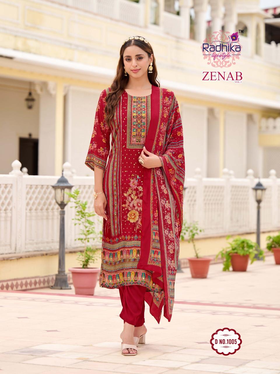 Radhika lifestyle zenab vol 1 natural crep kurti in bulk