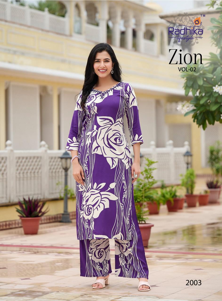 Radhika zion vol 2 reyon coord set wholesale cloth online shopping