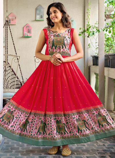 Red Muslin Silk Hand Work Navratri Wear Online Wholesale Market for Lehengha Choli
