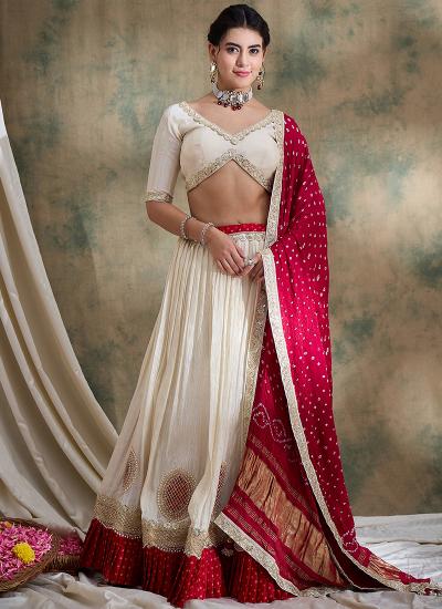 Red Viscose Tissue Zari Work Wedding Wear Indian wedding lehenga choli