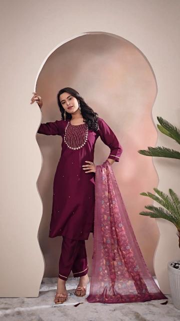 Sahiba d.no-AC-7020 roman silk 3 pcs kurti womens clothing suppliers wholesale