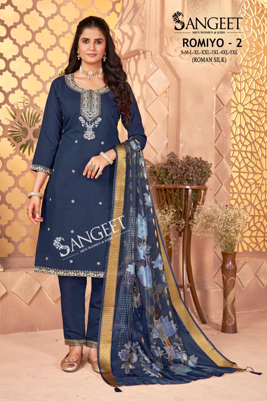 Sangeet romiyo 2 silk 3 pcs kurti surat wholesale market price list