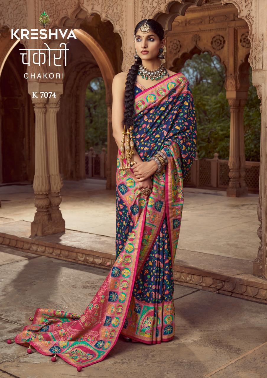 Shorya kreshva chakori pashmina silk saree ladies garments manufacturers in surat