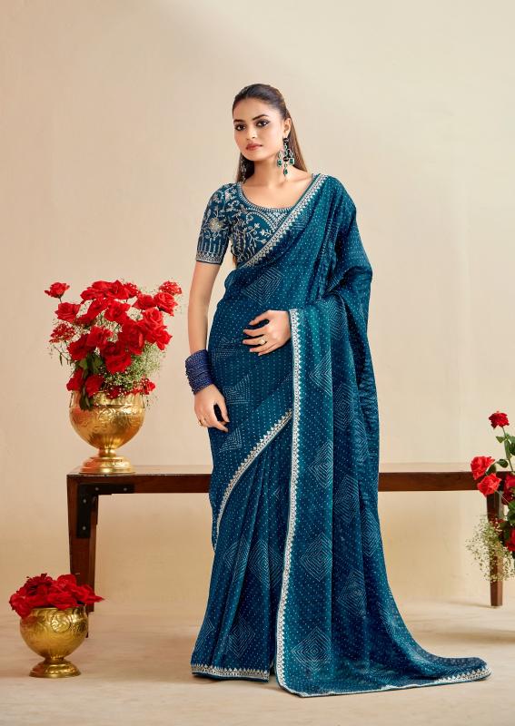 Shorya stavan bandhniya fancy saree wholesalers in surat 