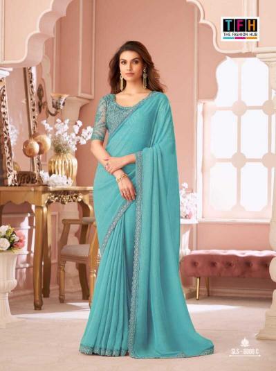 Shorya TFH salsa style d.no 8006 georgette saree wholesale cloth market in surat with price list 