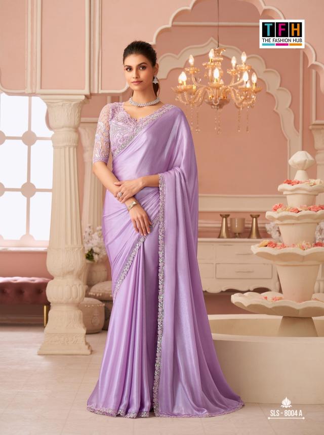 Shorya TFH sls  8004 colors silver chiffon shimmer surat sarees wholesale shop