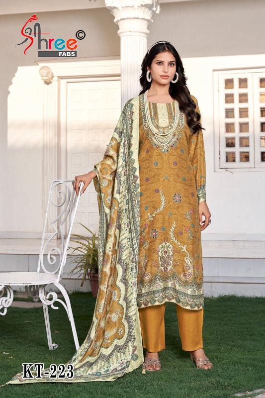 Shree fab d.no KT 223 karachi ladies dress material wholesale market