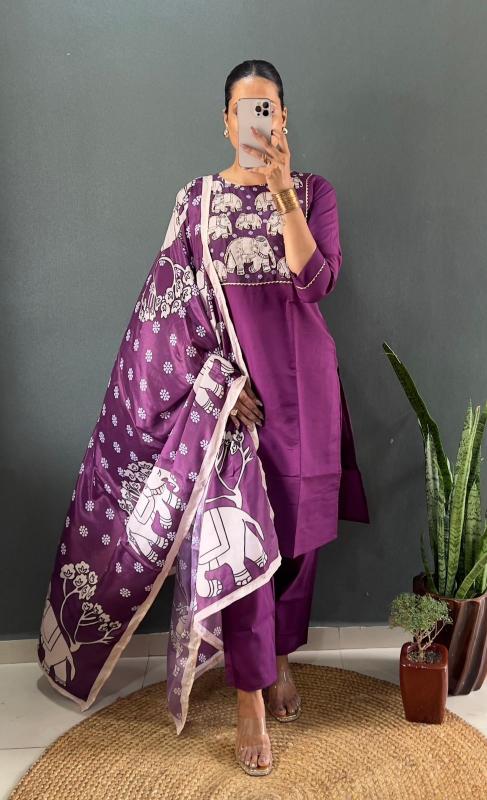 Shree salasar roman silk 3 pcs kurti clothing business wholesale 