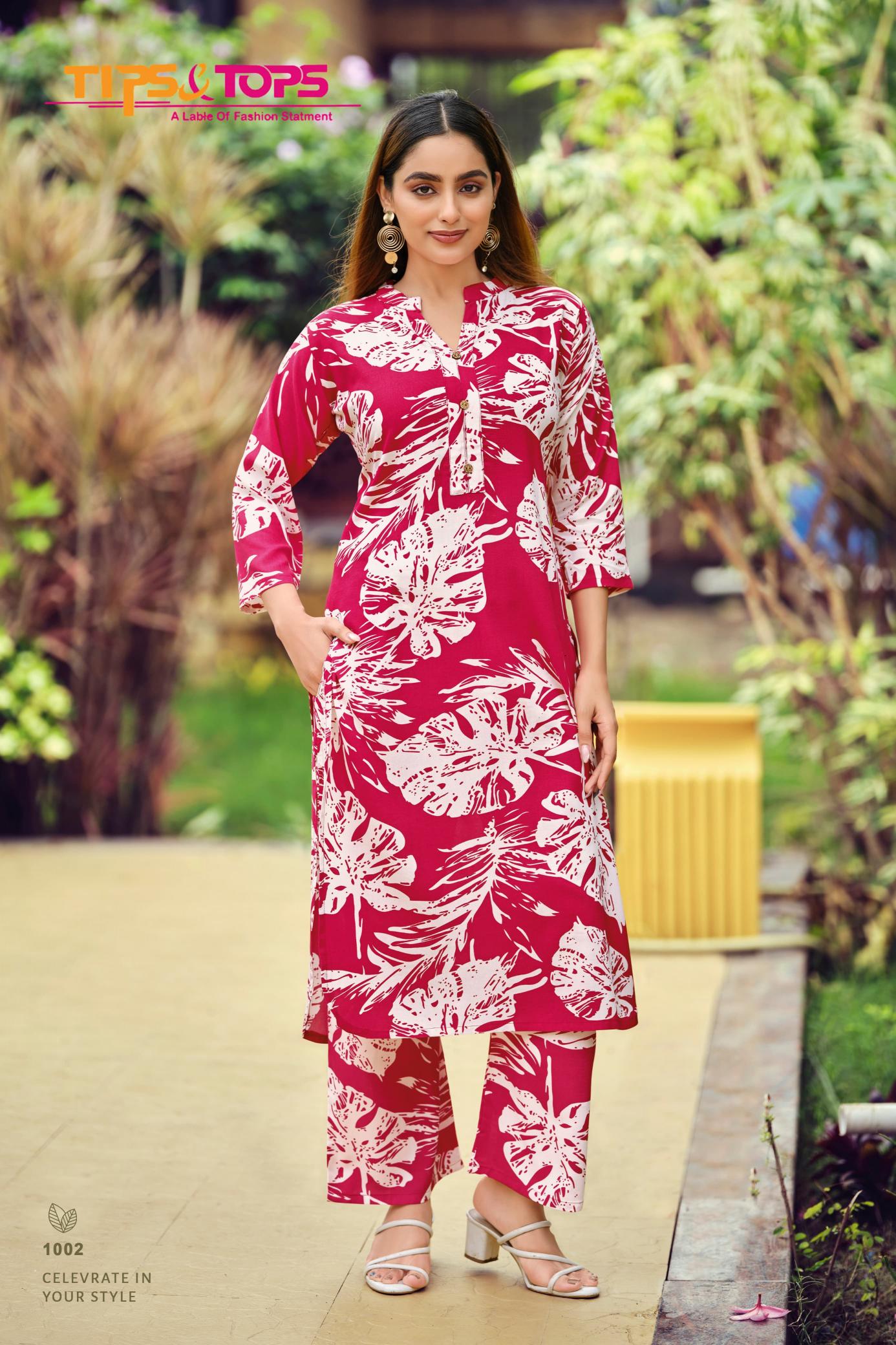 Tips & tops cinderella vol 6 reyon print coord set india clothing wholesale suppliers