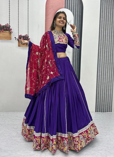 Violet Cotton Sequin Work Navratri Wear Lehengha choli with price