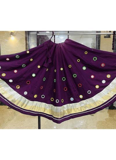 Violet Roman Silk Mirror Work Navratri Best lehengha choli market in Gujarat