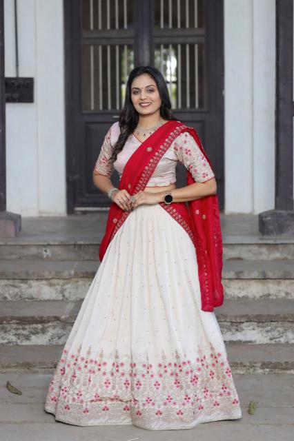 Wedding Collection Vichitra Silk Red Duppata Lehenga choli manufacturer in Surat