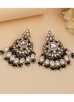 Wedding Wear Black Color Kundan Earrings Wholesale fashion jewelry suppliers