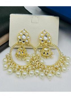 Wedding Wear Golden Kundan Pearl Earrings 130 Indian imitation jewellery designs