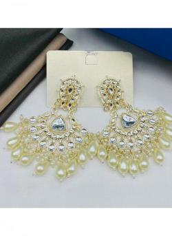 Wedding Wear Golden Kundan Pearl Earrings Imitation jewellery manufacturer in India