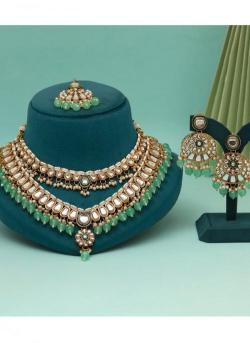 Wedding Wear Pista Color Kundan Imitation jewelry wholesalers