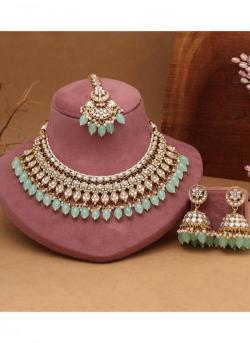 Wedding Wear Pista Green Color Kundan Imitation jewelry supplier in Hyderabad