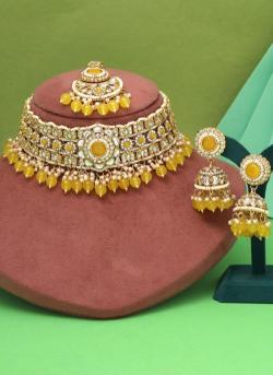 Yellow Kundan Bridal Wear Wholesale Wholesale imitation jewelry suppliers in India