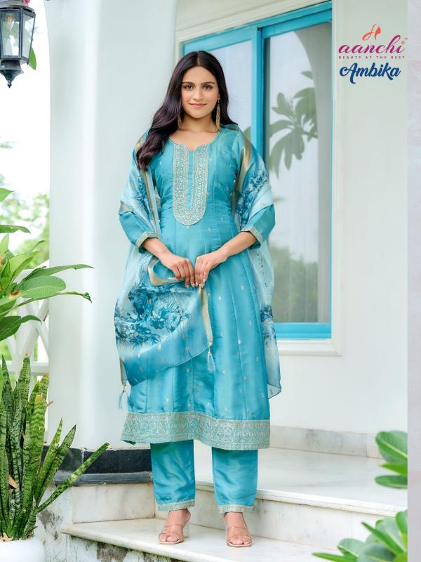 Aanchi ambika 3 pcs flair kurti wholesale shop