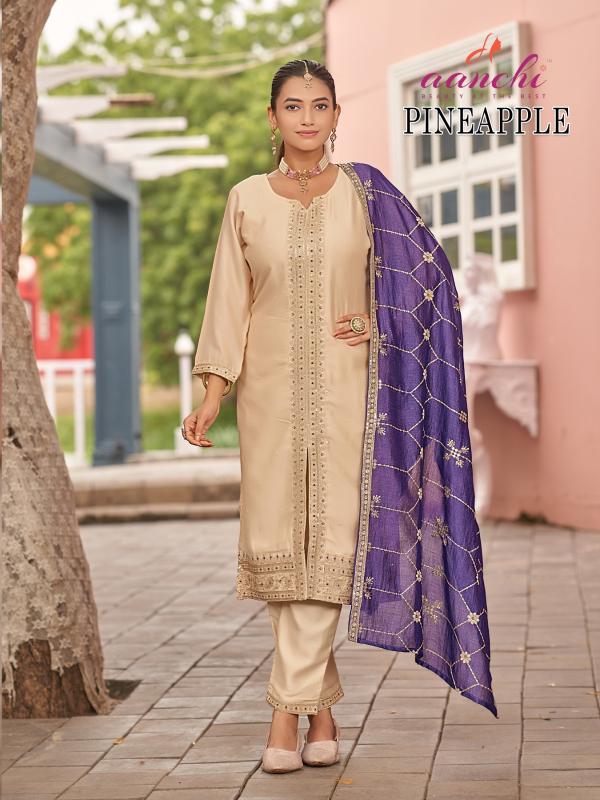 Aanchi pineapple straight 3 pcs 100 miles kurtis wholesale online