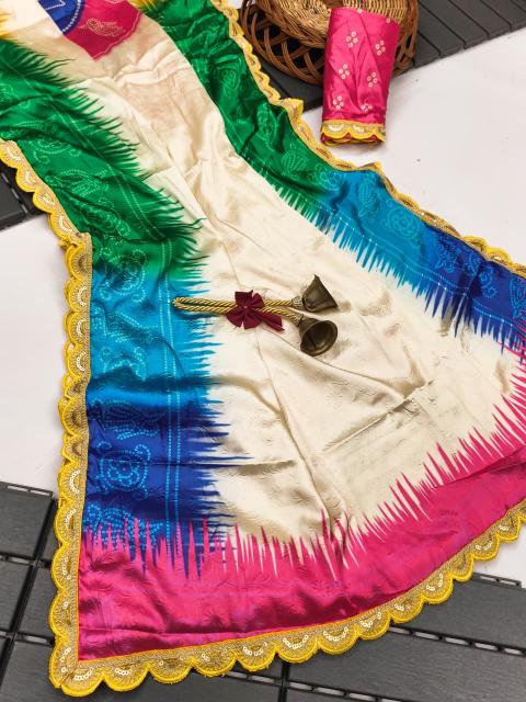 Akshara gajji silk colourful bandhej print saree wholesale rate