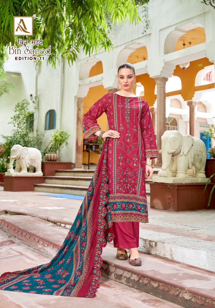 Alok suit bin saeed 11 pakistani soft cotton dress materials wholesale