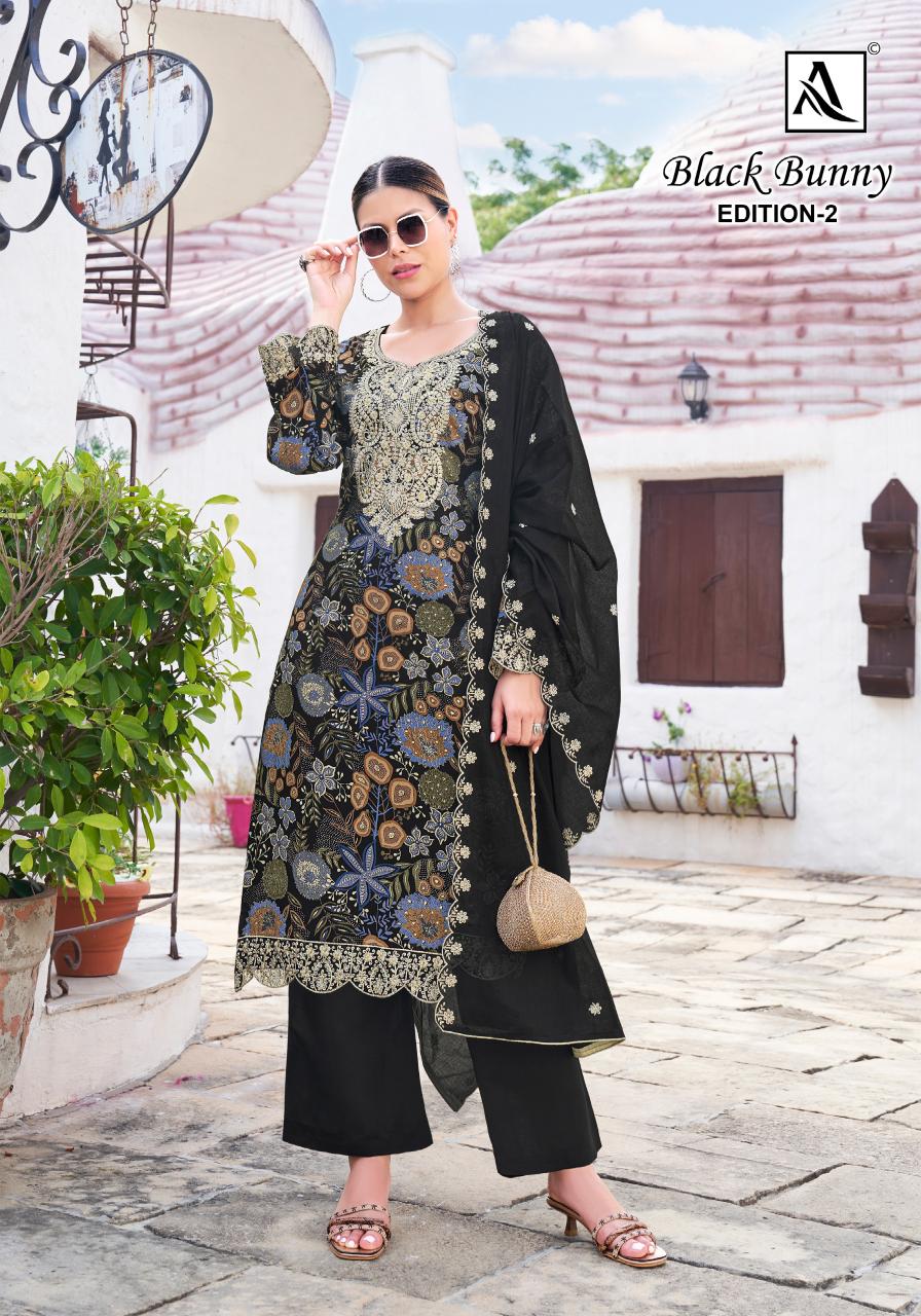 Alok suit black bunny 2 dress materials wholesale in hyderabad