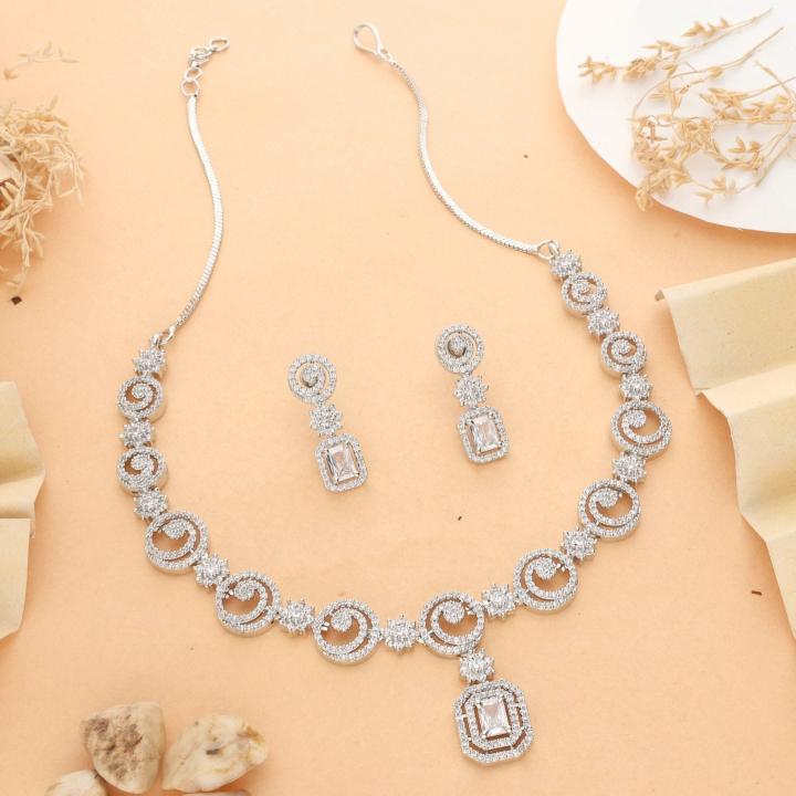 Anti tranish american diamond necklace set 975 Surat imitation jewellery designs
