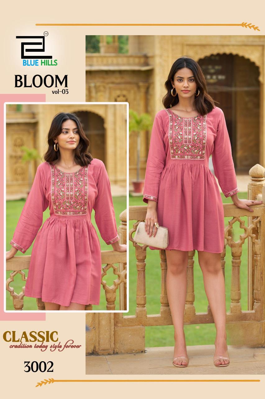Blue hills bloom vol 3 rayon rinkle batik kurti wholesale dealers