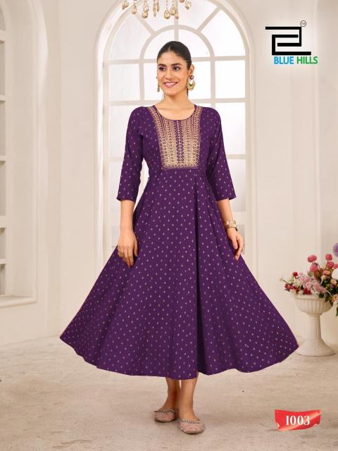 Blue hills golden duck anarkali gown women wholesale