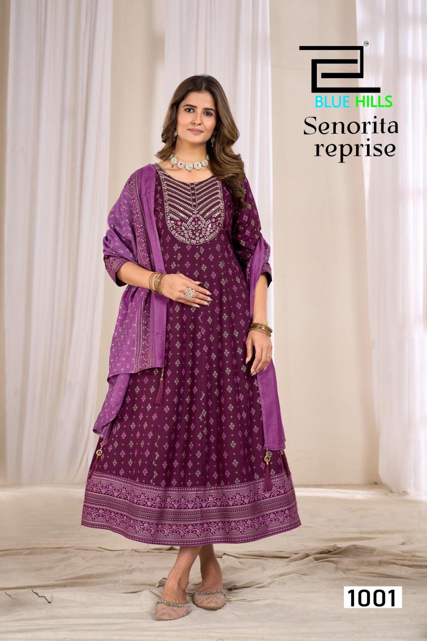 Blue hills senorita reprise anarkali gown wholesale kurti manufacturers in surat