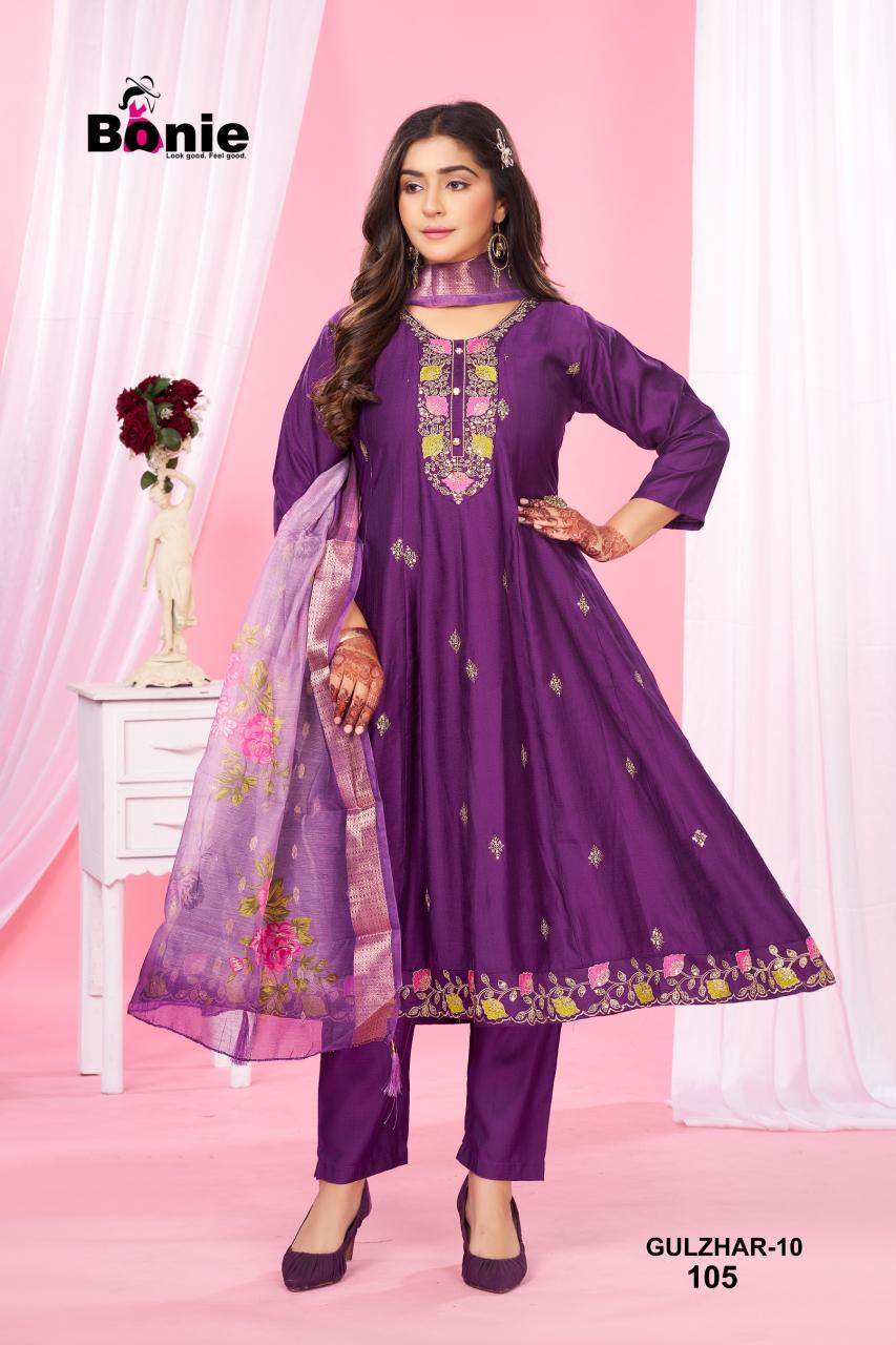 Bonie gulzhar anarkali 3 pcs surat kurtis